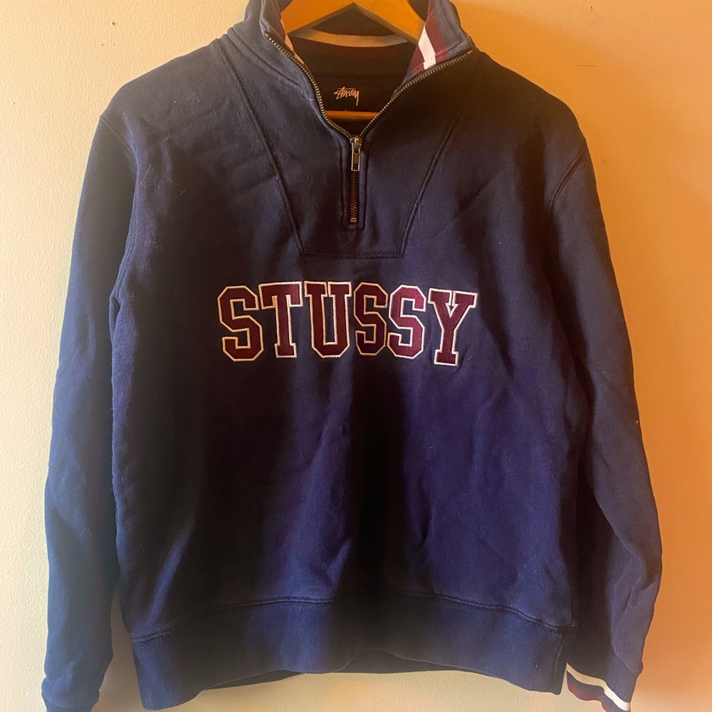 dead stock stussy quarter zip size small